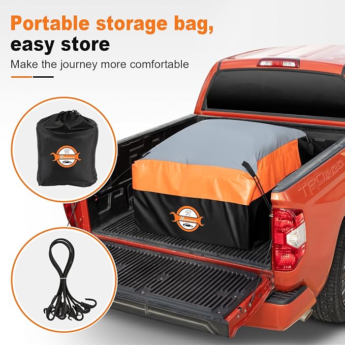 Sailnovo Truck Bed Cargo Bag, 36 Cubic ft 100% Waterproof Cargo Bag for Truck Bed, Heavy Duty PVC Truck Cargo Bag Fits Any Truck Size with 4 Stretch Cord, Packing Bag (59''x48''x22'')