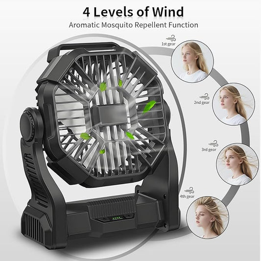 CONBOLA Portable Fan Rechargeable, 20400mAh Cordless Battery Powered Fan with LED Lantern, USB C Battery Operated for Travel Bedroom Home Camping Tent Office Beach Desk Fishing Outdoor