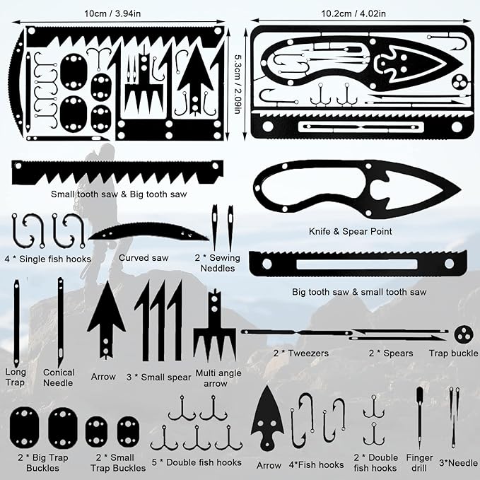 Survival Card Multitool Camping Fishing Tool with Fishing Line and Survival Credit Card Tools EDC Wallet Multifunctional Survival Tool for Outdoor Hunting Fishing Hiking