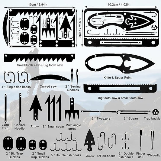 Survival Card Multitool Camping Fishing Tool with Fishing Line and Survival Credit Card Tools EDC Wallet Multifunctional Survival Tool for Outdoor Hunting Fishing Hiking