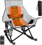 Slendor Heated Rocking Chair, Oversized Heated Camping Chair w/ 3 Levels Heat for Back+Seat, Heated Rocking Camping Chair with 20000 mAh Power Bank, Pillow, Side Pocket, Padded, Carry Bag, Gray