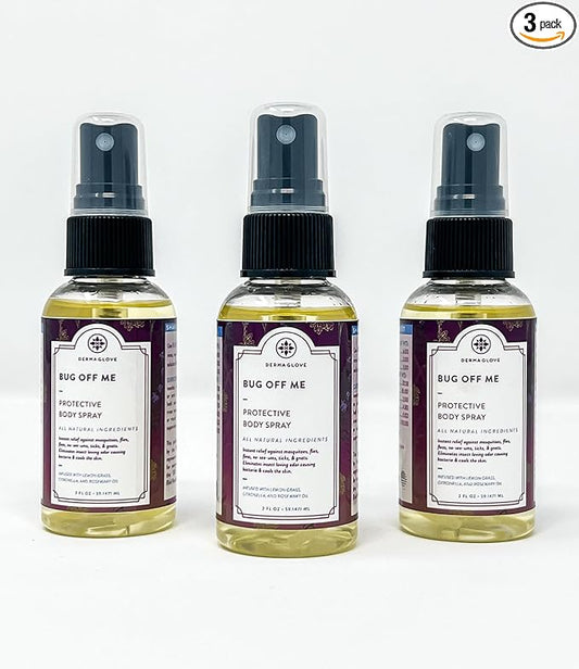 Bug Off ME Minis - 3 Mini 2 Fl Oztravel-Size Spray Bottles - All-Natural Protective Body Spray That Provides Instant Relief from Mosquitoes, Flies, Fleas, No-See-ums, Insects, & Gnats.