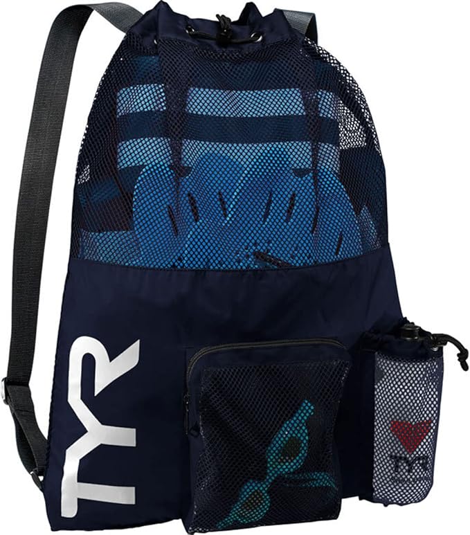 TYR Big Mesh Mummy Backpack For Wet Swimming, Gym, and Workout Gear , Pink