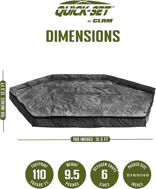 CLAM Quick-Set Floor, Removable Tent Footprint Mat Tarp Camping Accessory Gazebo Screen Shelter