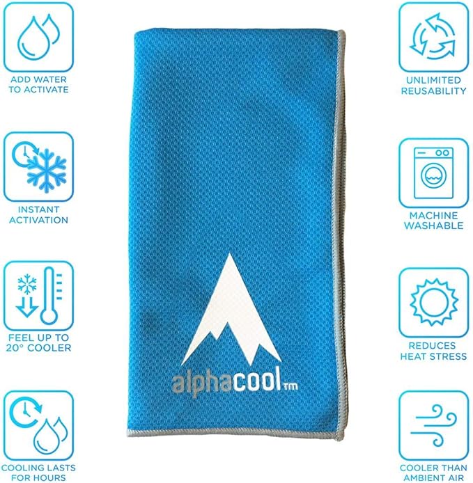 Mesh Instant Cooling Towel for Neck and Face, Cold Towel for Hot Weather, Sports, Gym, Camping, Travel Cool Blue