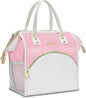 LOKASS Lunch Bag Women Insulated Lunch Box, Wide-Open Lunch Tote Bag Leak-proof Cooler Bag for Work Picnic-（Light Pink）