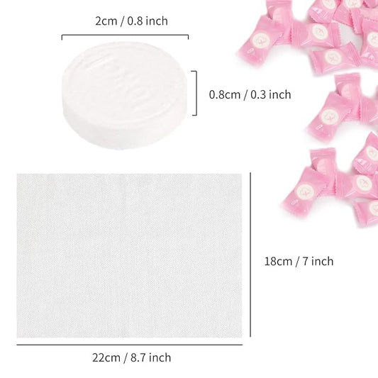 100PCS Compressed Face Towels, Portable Compressed Towel Tablets, Cotton Disposable Face Towel Coin Tissues, Mini Compressed Towels for Travel Camping (Pink)