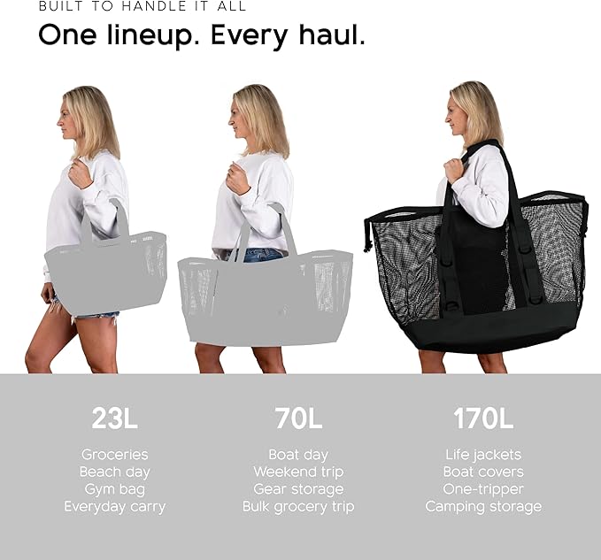 MISSION Boat Gear CASSI Heavy-Duty Outdoor Tote and Waterproof Marine-Grade Mesh Boat Bags
