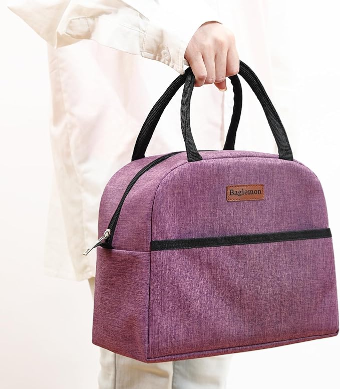 Insulated Lunch Bag for Women Men, Lunch Containers Reusable High Capacity Lunch Tote Bags for for Work Picnic (Purple)