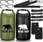 2 Sets Bear Food Bag for Camping Ultralight Food Bag Hanging System Includes 2 Pcs 10 L Waterproof Bear Bag Pulley System and 4 Pcs Nylon Ropes 4 Pcs Clips 2 Pcs Rock Pouch