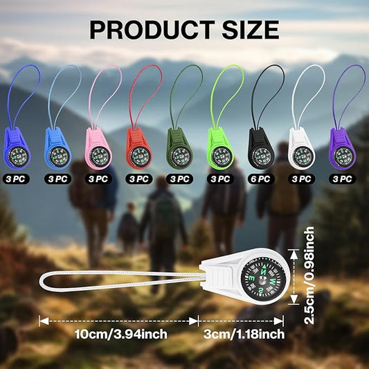 Mini Compass for Kids Keychain, Small Bulk Multi-Color Outdoor Camping Hiking Pocket Compass for Survival Kits Watchband Bracelet Necklace