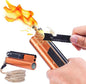 Flint and Steel Fire Starter Kit 7-in-1 Ferro Rod Fire Steel Bushcraft Equipment, Portable Survival Magnesium Kit with 36" Waterproof Wick Rope, Multi Tool Scraper, Compass for Camping Hiking