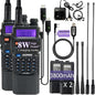 BAOFENG UV-5R 8W Handheld Ham Radio Long Range Walkie Talkies for Adults UV5R Dual Band with 3800mAh Battery,USB Charger,Programming Cable, D15 Antenna 2 Pack