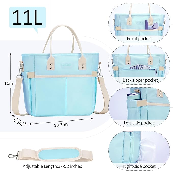 MAXTOP Lunch Bag Women for Work Insulated Thermal Lunch Box with Wide-Open Pocket Reusable Leakproof Cooler Bags with Removable Shoulder Strap for Teacher Nurse Office Picnic Travel Blue