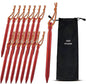15Pack Tent Stakes, Lightweight Tent Stakes Heavy Duty, Metal Stakes with Pull Rope, 7075 Aluminum Tent Pegs for Backpacking, Durable Camping Tent Accessories, Red