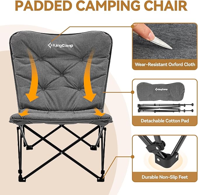 KingCamp Butterfly Chair, Oversized Thick Padded Comfy Camping Chairs Portable Folding Chair 400lbs Heavy Duty Seat with High Backrest & Carry Bag for Outdoor Indoor Patio Lawn Home Living Bed Room