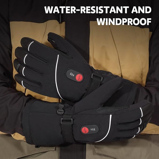 Heated Gloves Electric Battery Heated Gloves Rechargeable for Men Women Heated Ski Gloves Water Resistant Touchscreen 7.4V 2200mAh up to 6.5hrs for Skiing Hiking Motorcycling Camping