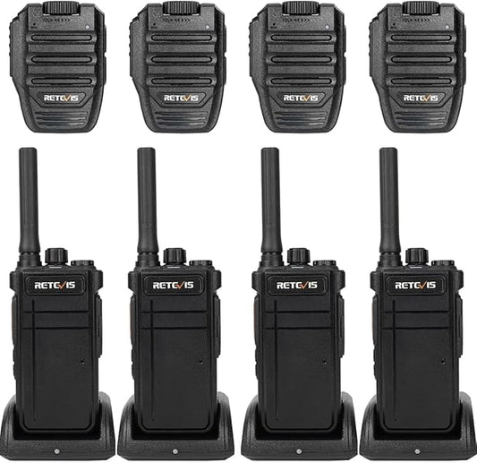 Retevis RB37 Bluetooth Two Way Radio, Wireless Walkie Talkies with Mic, Auto-Connection, VOX, 2000 mAh, USB-C, Walkie Talkies for Camping Security(4 Pack)