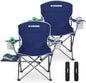 FUNDANGO Folding Camping Chair with Table, 2 Pack Portable Heavy Duty Outdoor Padded Chairs for Adults with Cup Holders for Lawn Beach Picnic Outside Travel (Blue)