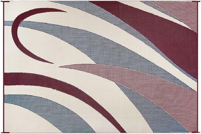 Stylish Camping GA5 Burgundy/Black 8-Feet x 12-Feet Graphic Reversible Mat
