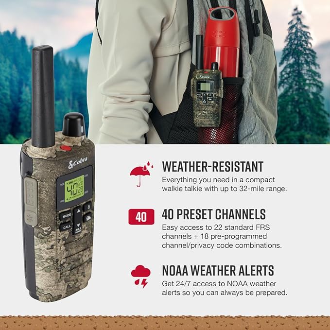 Bundle of Cobra RX380 TTC Walkie Talkies (2-Pack) + Cobra ACXT1037R FLT Walkie Talkie (1-Pack)