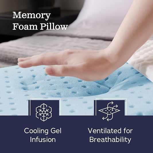 WEEKENDER Gel Memory Foam Pillow - King Size - 1-Pack - Medium Plush Feel - Neck & Shoulder Support - For Back, Side, & Stomach Sleepers - Home, Hotel, & Hospital Essentials