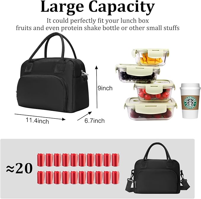 Insulated Lunch Bag for Women Men Large Reusable Lunch Box Adult Striped Leakproof Portable Cooler Tote Bags for Work Picnic