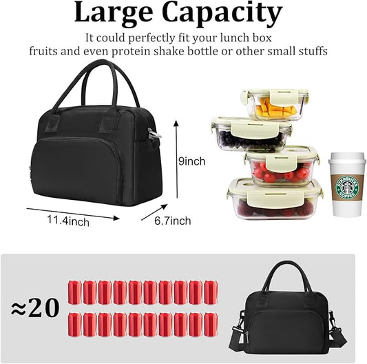 Insulated Lunch Bag for Women Men Large Reusable Lunch Box Adult Striped Leakproof Portable Cooler Tote Bags for Work Picnic