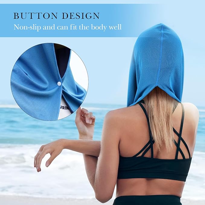 Cooling Hoodie Towel, Absorbent and Quick Drying Cooling Towels for Neck and Face, Sun Protection Cold Towels, Cooling Neck Wraps for Hot Weather for Sport Workout (2 Pack)