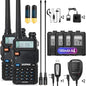 BaoFeng Radio UV-5R 2-Pack Walkie Talkies Include 4 Batteries, Handheld Ham Radio with Greaval GV-771 High Gain Antenna and Programming Cable (Black)