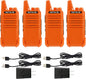 Retevis RT22 Rechargeable Walkie Talkies, Long Range Two Way Radio for Adults, Portable Handheld Radio, Voice Activated, Emergency Alarm, Outdoor Hiking Travel(4 Pack, Orange)