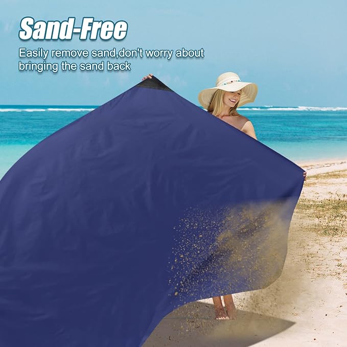 Odoland Beach Blanket Picnic Blanket, SandProof Waterproof Outdoor Pocket Blanket with Portable Bag, Foldable Lightweight Sand Free Quick Drying Beach Mat for Hiking Camping Picnics Travel Concert