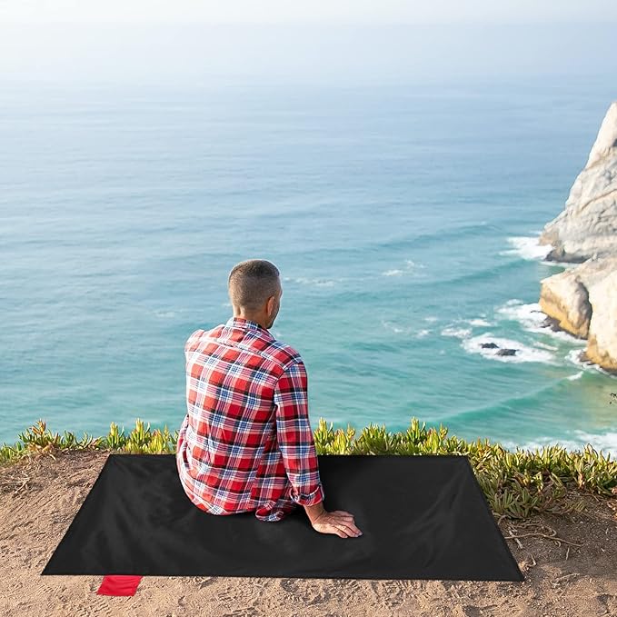 Odoland Beach Blanket Picnic Blanket, SandProof Waterproof Outdoor Pocket Blanket with Portable Bag, Foldable Lightweight Sand Free Quick Drying Beach Mat for Hiking Camping Picnics Travel Concert