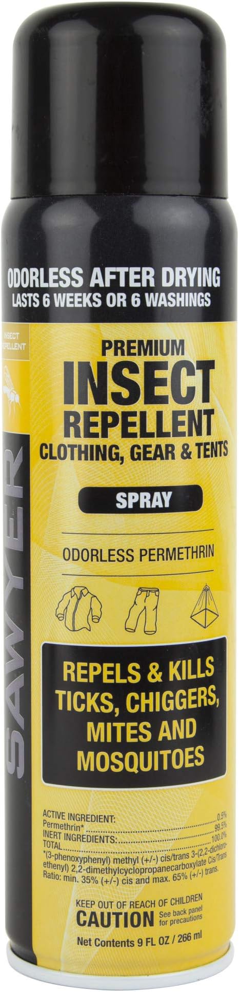 Sawyer Products SP602 Premium Permethrin Clothing Insect Repellent Aerosol Spray, 9-Ounce (Packaging may vary)