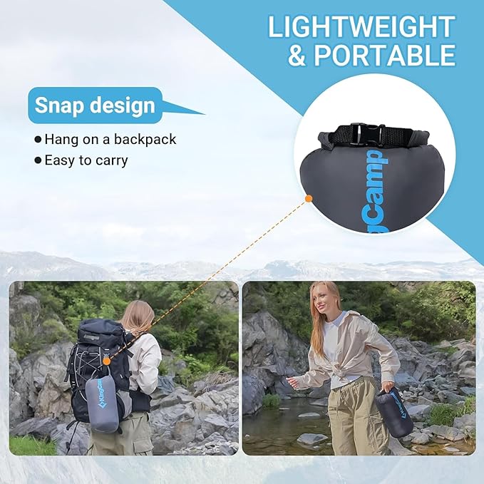 KingCamp Lightweight Camping Blanket - Stylish & Multifunctional Quilt with Snap Button, Portable for Travel, Airplane, Indoor & Outdoor - Provides Warmth - Gray