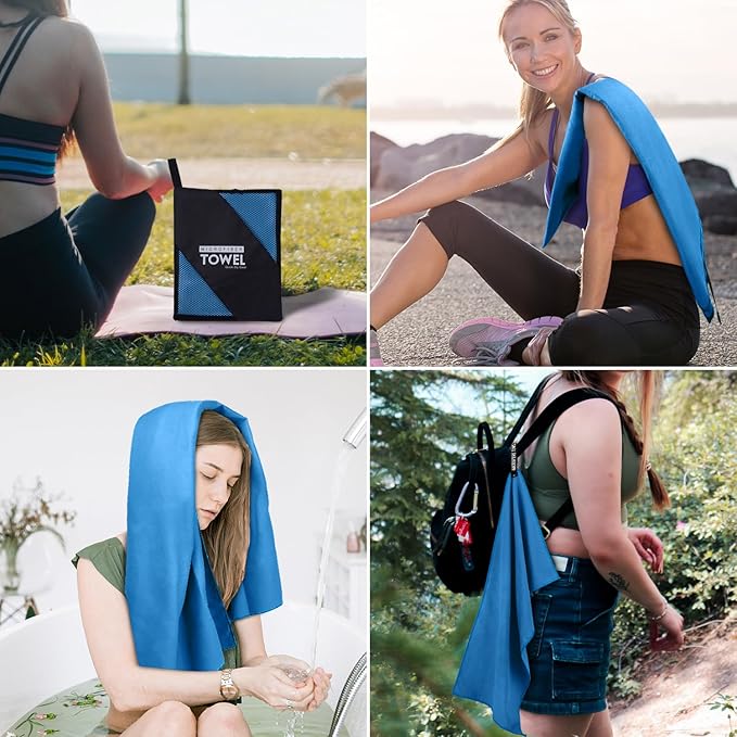 Microfiber Travel Towel, Soft Lightweight Quick Dry Towel, Super Absorbent Compact Travel & Sports & Beach Towels for Camping, Backpack, Gym, Swimming, Yoga, Hiking (L:24"×48" -Dark Blue)