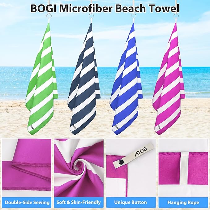 BOGI Microfiber Beach Towel Set,Quick Dry Beach Towel-(Size:L,XL)-Lightweight Absorbent Oversized Travel Towel,Sand Proof Compact Pool Towels for Travel Bath Beach Swim Gym Yoga