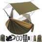 Sunyear Hammock Camping with Rain Fly Tarp and Net, Portable Camping Hammock Double Tree Hammock Outdoor Indoor Backpacking Travel & Survival, 2 Tree Straps,100% Waterproof