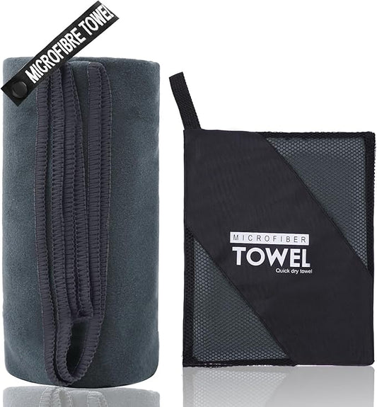 Microfiber Travel Towel, Soft Lightweight Quick Dry Towel, Super Absorbent Compact Travel & Sports & Beach Towels for Camping, Backpack, Gym, Swimming, Yoga, Hiking (L:24"×48" -Deep Gray)