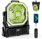 Portable Battery Powered Fan with 4 Lights, 20000mAh Battery Operated Fans with Remote, Outdoor Camping Fan Rechargeable, 4 Speed, 4 Timer for Picnic, Barbecue, Fishing, Home
