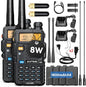 BAOFENG UV-5R Ham Radios Long Range—8W Dual Band Rechargeable Walkie Talkie Portable Two-Way Radios, UV5R Handheld Radio with Four 1800mAh Li-ion Batteries (2 Pack)