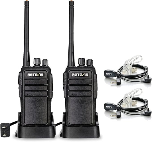 Retevis RT21 Walkie Talkies with Earpiece and Mic Set, Adults Long Range 2 Way Radios, Portable FRS Two-Way Radios(2 Pack)