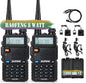 BAOFENG UV-5R Ham Radio 8W with 2 Rechargeable Batteries, Long Range Handheld Ham Radios (VHF & UHF) with Programming Cable and Earpiece(2Pack)