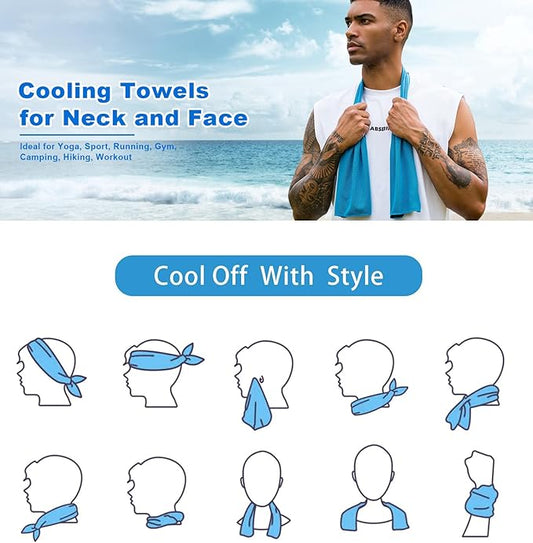 Cooling Towel 4 Packs (40"x 12"), Ice Towel Soft Breathable Chilly Towel for Gym, Workout, Running, Yoga, & More Activities