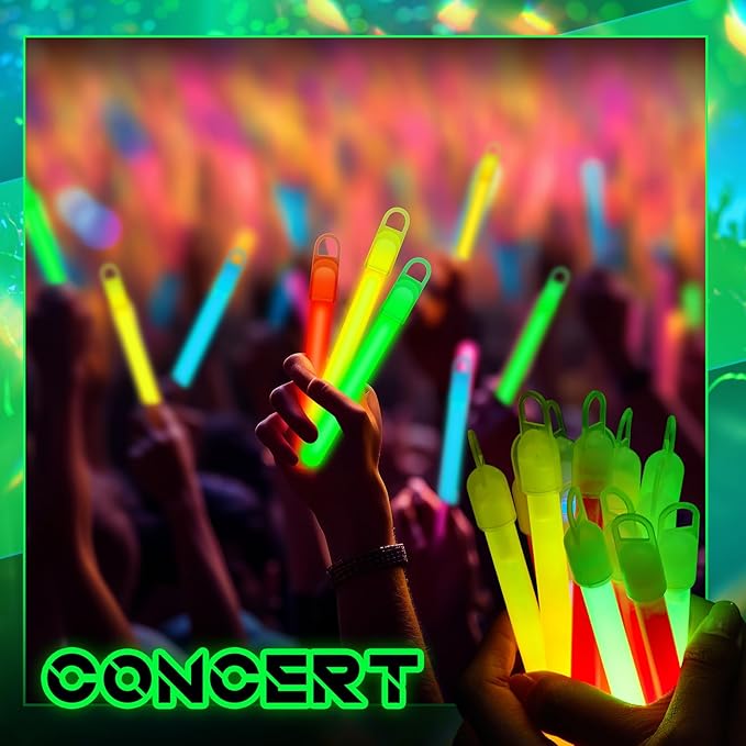 Lewtemi 100 Pack 4'' Halloween Glow Sticks Bulk Light Sticks with Lanyard Individually Wrapped Tactical Military Emergency Glow Stick Party Favors for Halloween, Camping, Hiking, Party