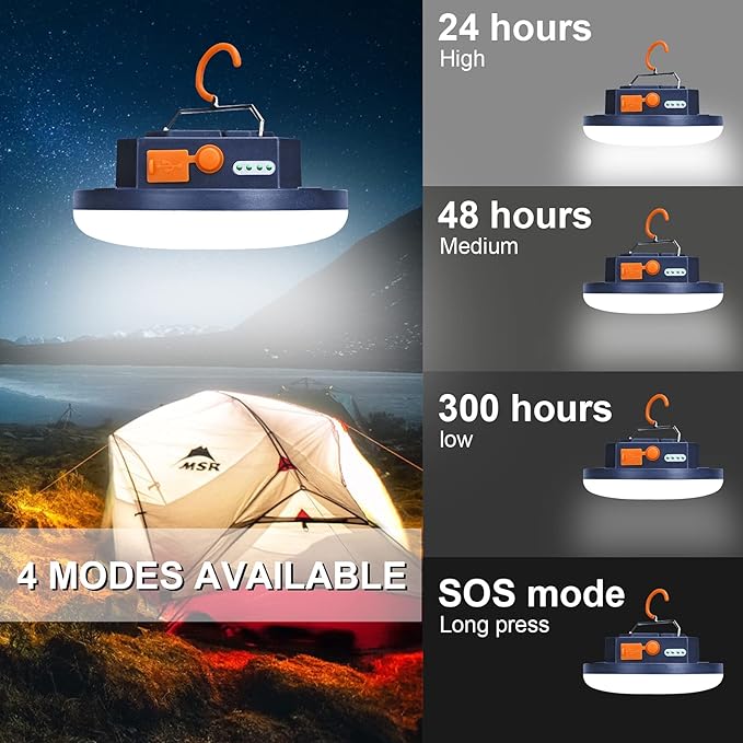 10000mAh 4000LM Flashlight Portable LED Camping Lantern Rechargeable Light 30W with Magnet , IPX4 Waterproof Tent Lights Power Failure Emergency Survival Kits Snowstorm Christmas Day Gift