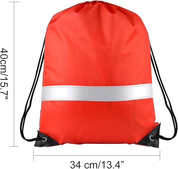 KUUQA 12 Pcs Drawstring Backpack Bag Bulk Reflective Backpack Red String Bags Cinch Sack Backpack for Team Yoga Sport Gym Traveling