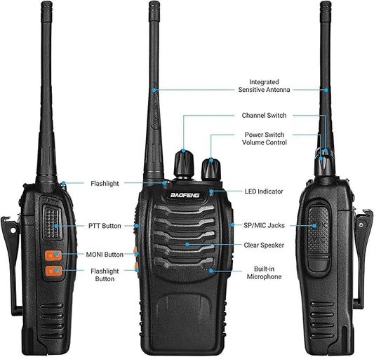 BAOFENG BF-888S Walkie Talkies Long Range for Adults with Earpieces, 16 CH Baofeng Two Way Radio (Pack of 12) with one Programming Cable