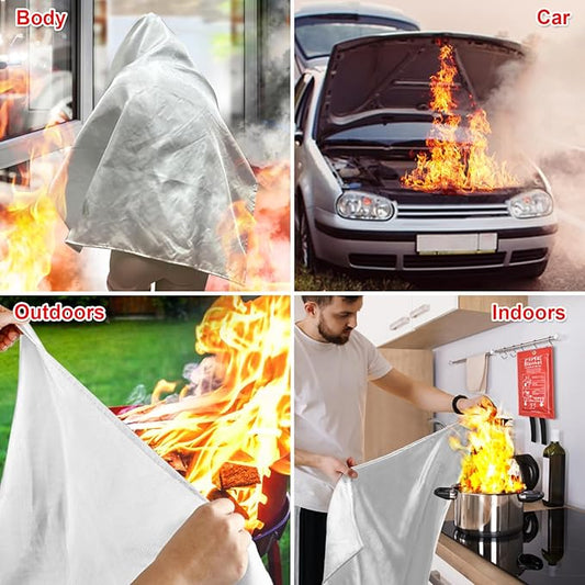 Emergency Fire Blanket for Kitchen Home - 2 Pack Fiberglass Fire Suppression Blanket Fireproof Blanket for House, Camping, Car, Fireplace, Grill, BBQ 40x40 inch