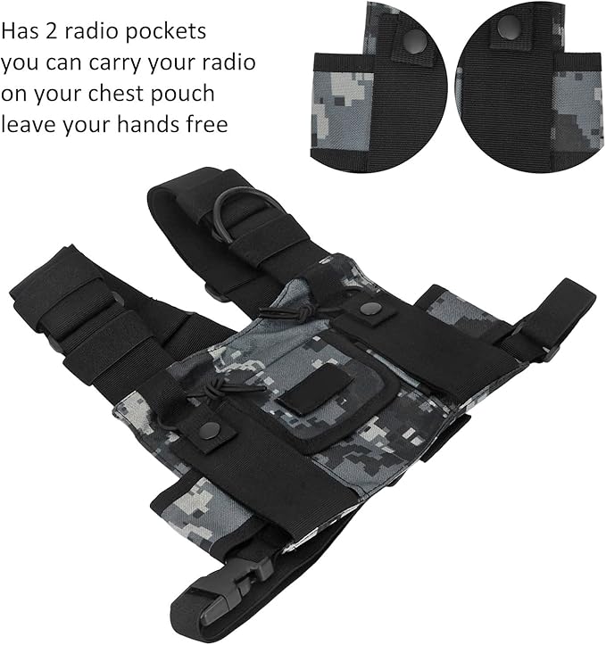 Sonew Radio Shoulder Holster, Universal Adjustable Radio Chest Harness Holder Vest Rig Walkie Talkies Front Pack Pouch for 2 Way Radio (Digital Camouflage)